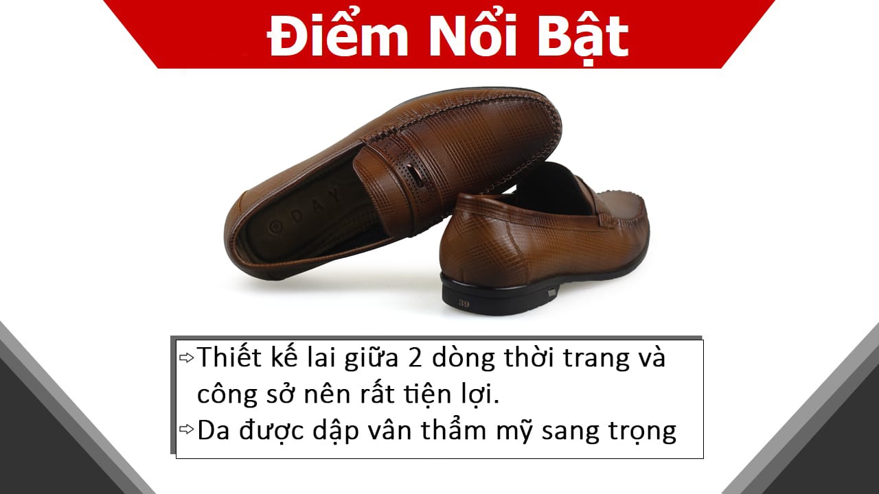 Giày lười nam kẻ caro màu nâu mã GL2001N